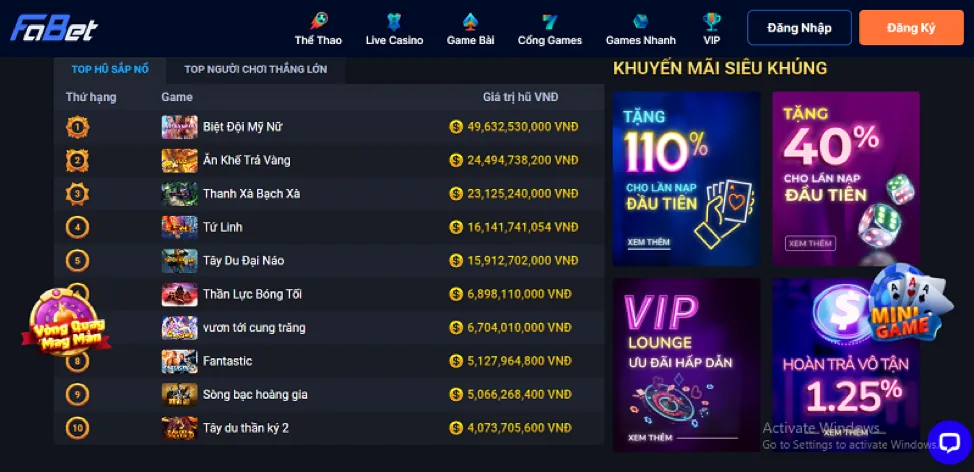 Khuyến mãi chào mừng dành cho game nổ hũ